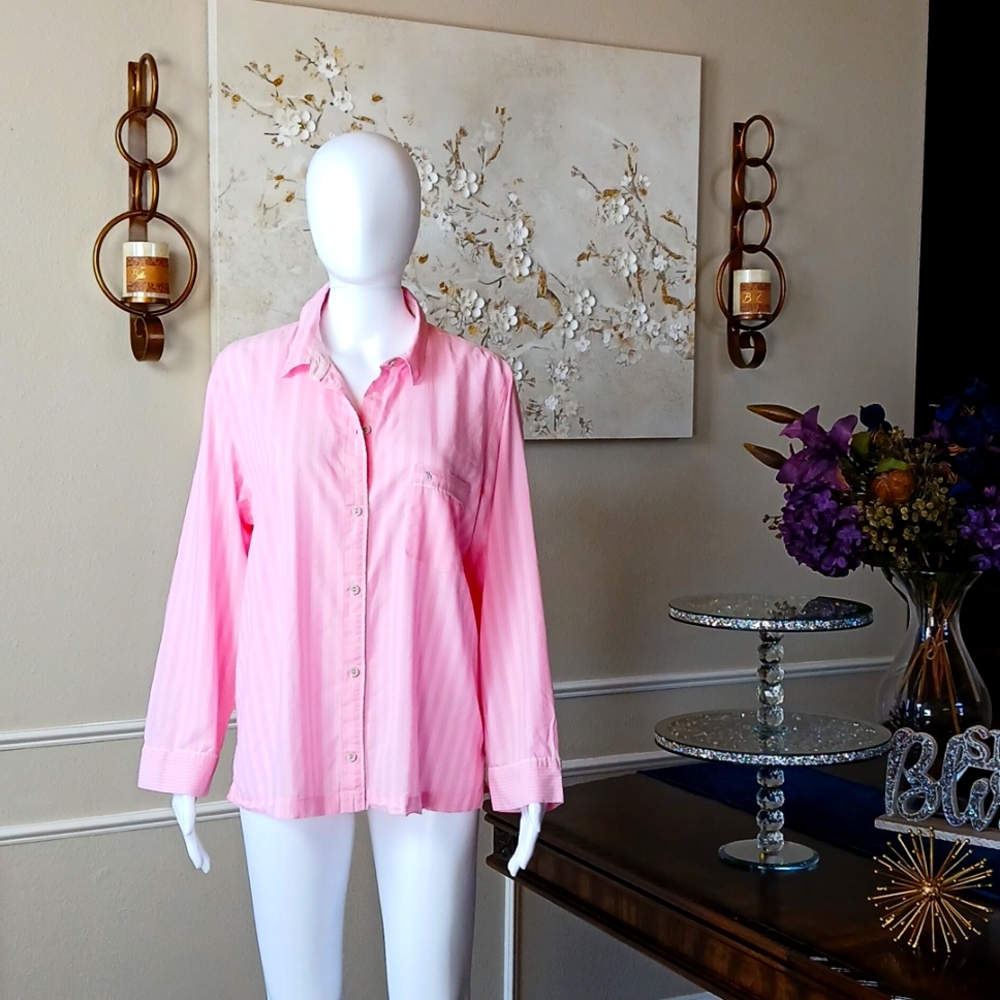 Victorias Secret Signature Pink Stripes Women's Sleep Shirt. Size M